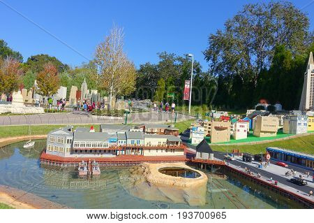 HOUSTON, USA - JANUARY 12, 2017: Miniland USA is replete with inspiring reproductions, made with 20 million LEGO pieces cities from all around the world, at Legoland, Carlsbad, CA.