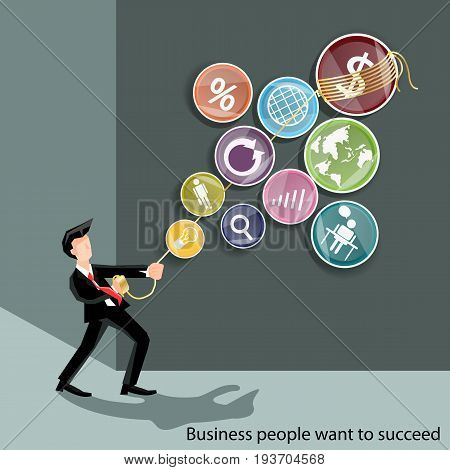 Businessman with  icon - Vector modern design Idea and Concept illustration Business.