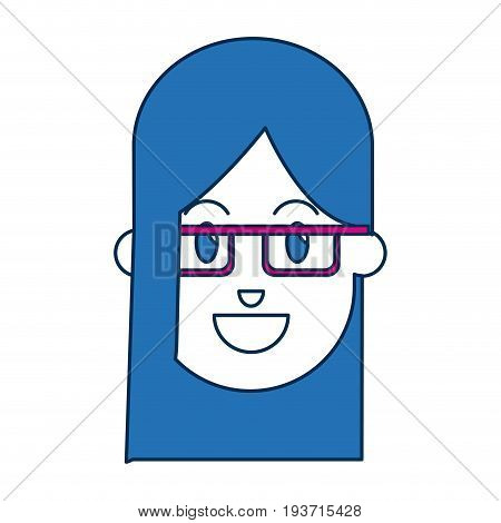portrait of blue hair woman character face vector illustration
