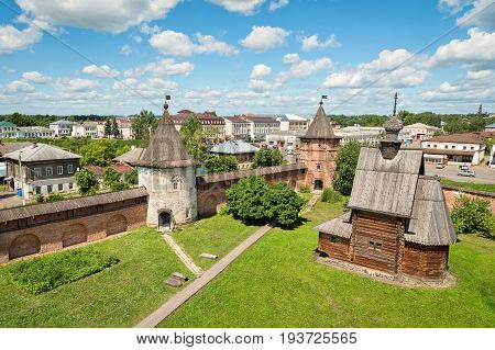 High-angle view of Mikhaylo-Arkhangelskiy monastery in Yuryev-Polskiy Vladimirskaya oblast Russia