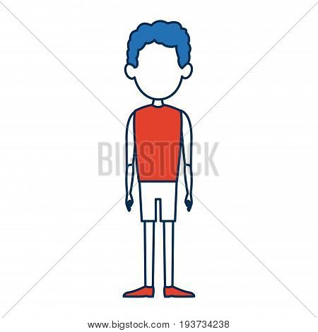 standing man people character with orange and white clothes vector illustration