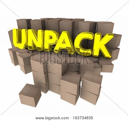 Unpack Cardboard Boxes Packages Understand Ideas 3d Illustration