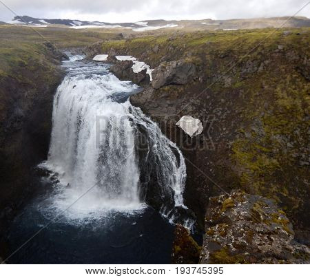 Waterfalls Cascade At River Skoga In Iceland