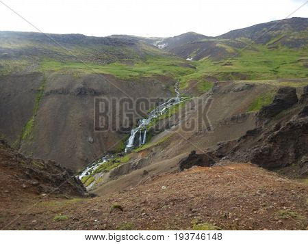 Hveragerdi Valey Of Hot Streams And Waterfalls In Iceland
