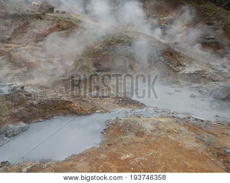Hveragerdi Valey Of Hot Streams And Waterfalls In Iceland