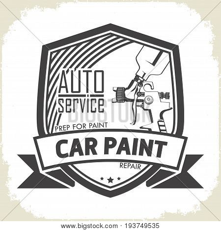 Car paint auto service, monochrome style, vector