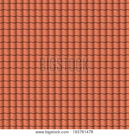 Red roof tiles background texture in regular rows.Seamless pattern. Vector illustration. Eps 10.