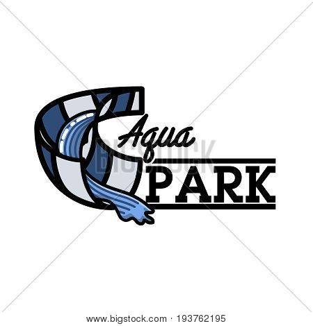 Color vintage aquapark emblem. Summer sign. Vector illustration, EPS 10
