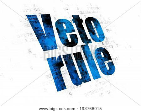 Politics concept: Pixelated blue text Veto Rule on Digital background