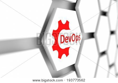 DevOps cell gear wheel blurred background 3d illustration