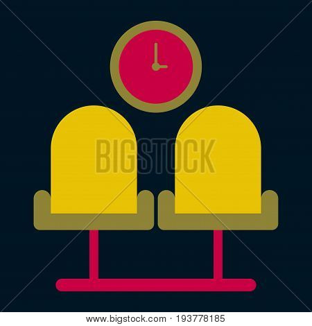 Icon in flat design for airport waiting hall