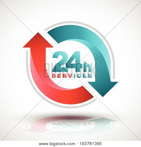 24 hours services banner. Vector illustration for business symbol.