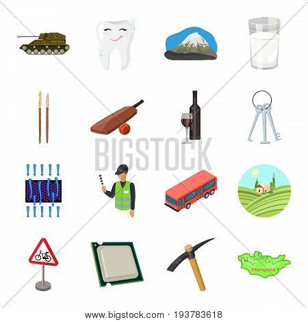 Mongolia, Transport, army and other  icon in cartoon style.Crime, alcohol, dentistry icons in set collection.