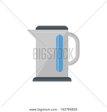 Flat kettle icon. Vector illustration isolated on a white background. Simple color pictogram of kettle.