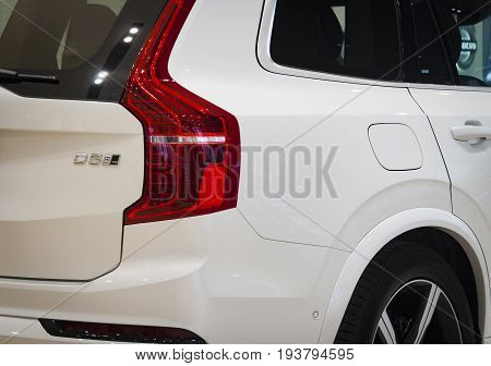 Saint-Petersburg, Russia - February 16, 2017: Modern swedish manufactury car Volvo XC90 R-Design Edition on the test-drive in Sankt-Petersburg at february 16 2017