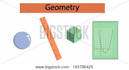 assembly flat icons education school geometry lesson