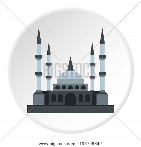 Muslim mosque icon in flat circle isolated vector illustration for web