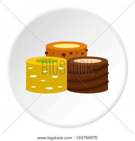 Turkish delights icon in flat circle isolated vector illustration for web