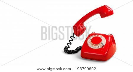 Red retro phone telephone call center contact us mint green