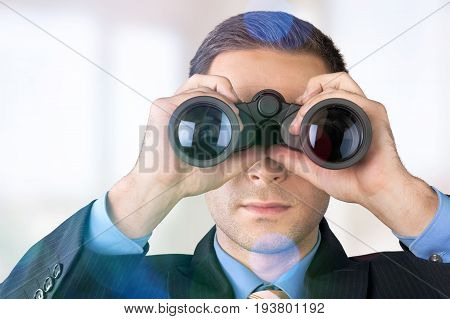 Business man businessman handsome binocular young adult man face