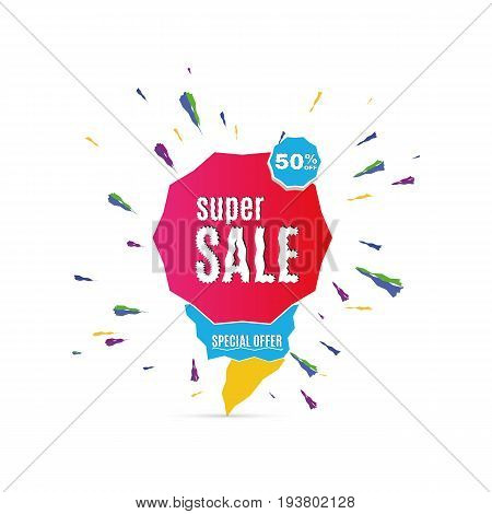 Super sale banner. Sale and discounts. Vector illustration. Sale banner template design