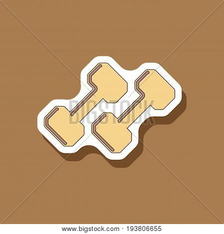 paper sticker on stylish background dumbbells fitness