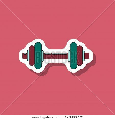 paper sticker on stylish background dumbbell fitness