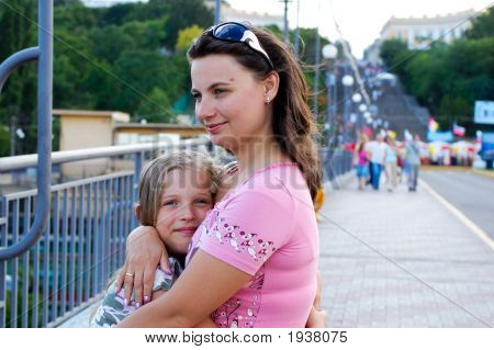 Mother And Daughter On The Bridge