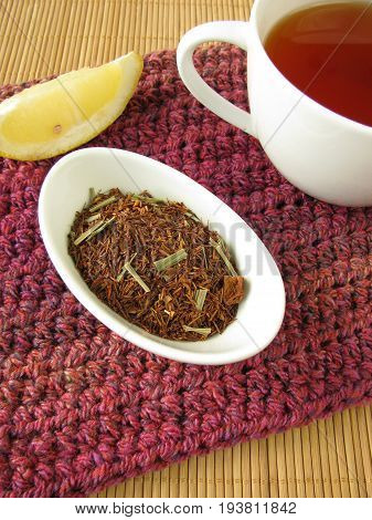 Brewed Rooibos tea with fresh lemon juice