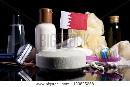 Bahraini Flag In The Soap With All The Products For The People Hygiene