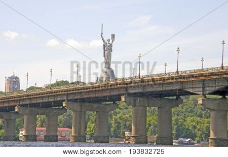 The Paton Bridge and the Dnieper River. Kiev. Ukraine.