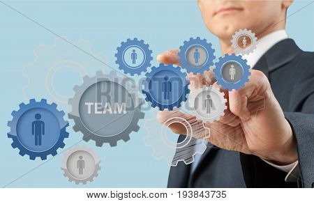 Hand team illustration human process training vision resources network