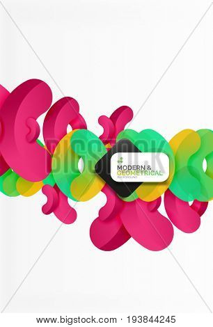 Abstract color geometric round shapes on white - elements with shadow, colorful composition