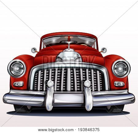 The Isolated red car on a white background