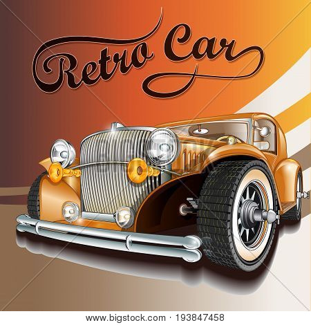 The isolated retro car on a colored background