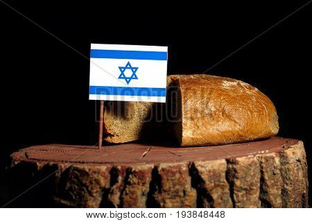Israeli Flag On A Stump With Bread Isolated