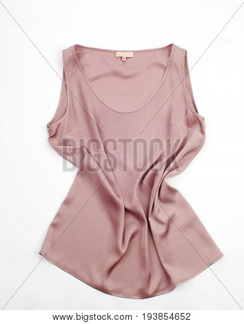 sleeveless, pink, blouse, isolated on white background