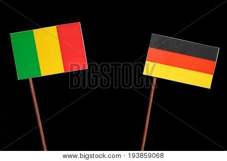 Malian Flag With German Flag Isolated On Black Background
