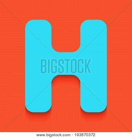 Letter H sign design template element. Vector. Whitish icon on brick wall as background.