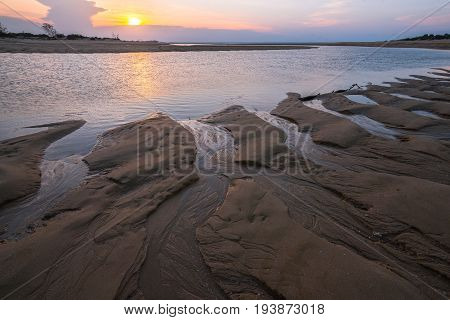 Beautiful sky and sunset at dusk, East Woody beach of Nhulunbuy, Northern Territory state of Australia.