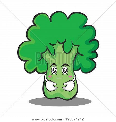 Hugging broccoli chracter cartoon style vector illustration