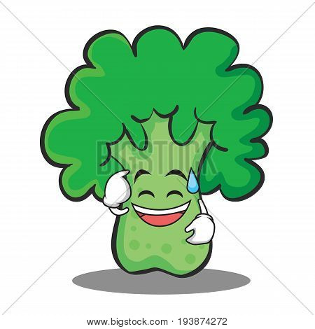 Sweat smile broccoli chracter cartoon style vector illustration