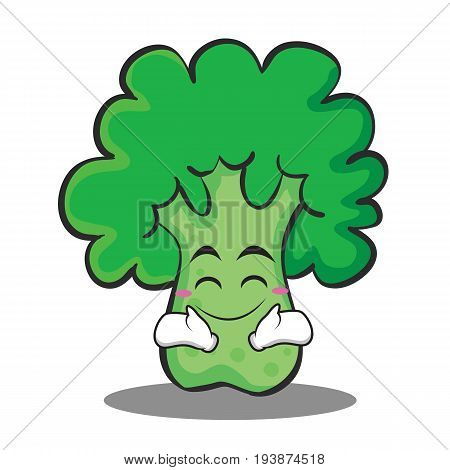 Happy broccoli chracter cartoon style vector illustration