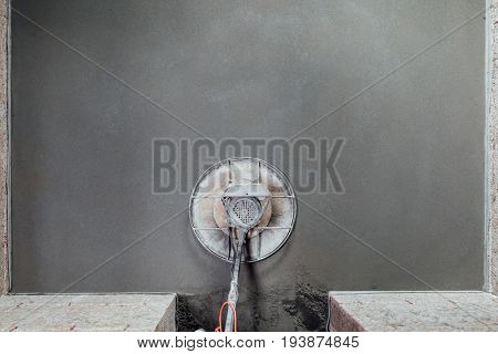 concrete floor final grinding, top view