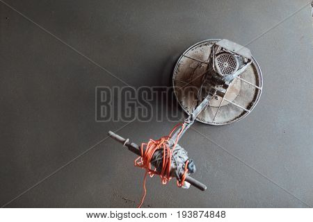 concrete floor final grinding, top view