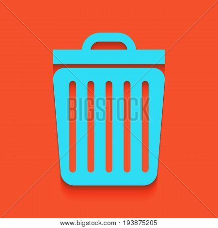 Trash sign illustration. Vector. Whitish icon on brick wall as background.