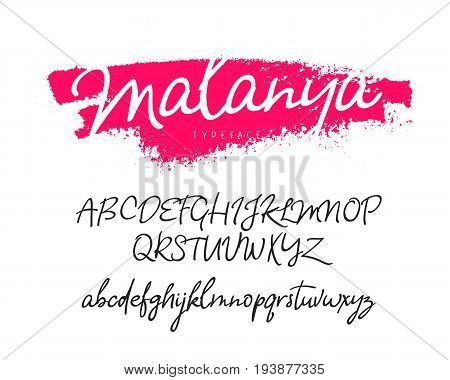 Fashionable modern font. Vector alphabet on white background. Letters drawn by hand with a brush. Calligraphy and lettering.