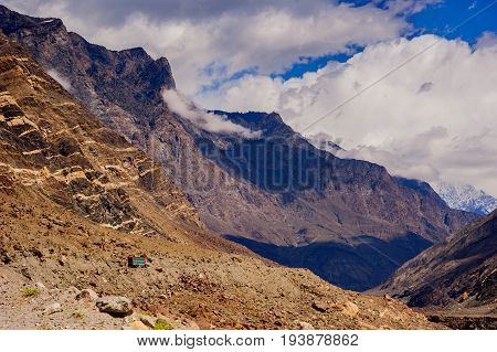 view to karakoram highway and valley, Karakoram, Pakistan