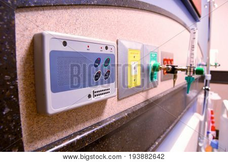 Intercom on a hospital wall