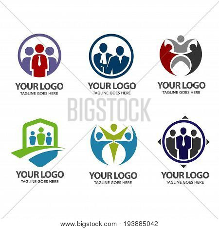 Simple concept for colorful community people logo. People community logo set